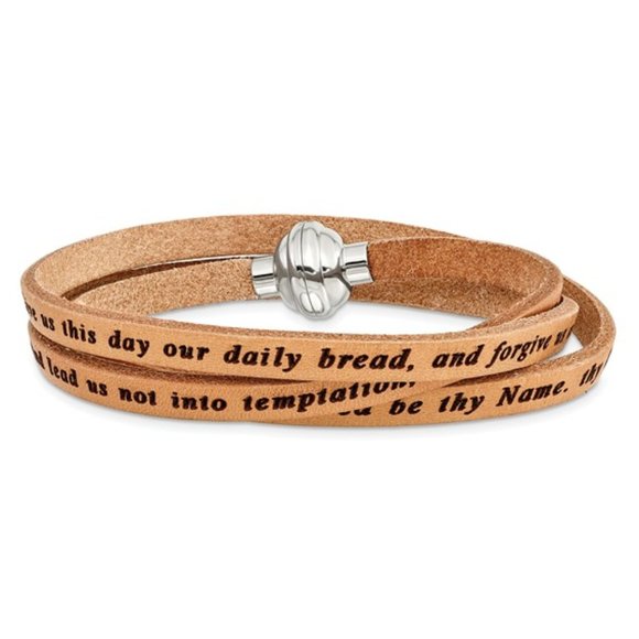 UNISEX Leather Bracelet Wrap Lord's Prayer - Picture 1 of 2